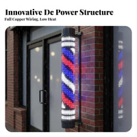 LED Barber Pole Classic Design LED Barber Shop Sign Waterproof Rotating Salon Light for Outdoor, Storefront