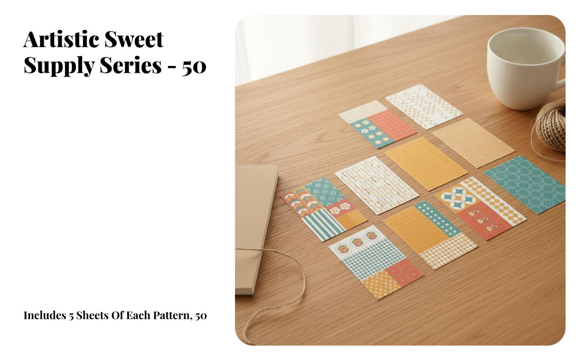 50 Sheets DIY Journal Background Paper Assorted Patterns Patterned Craft Paper Sheets Pleasant Themes Journaling Supplies for Scrapbooking