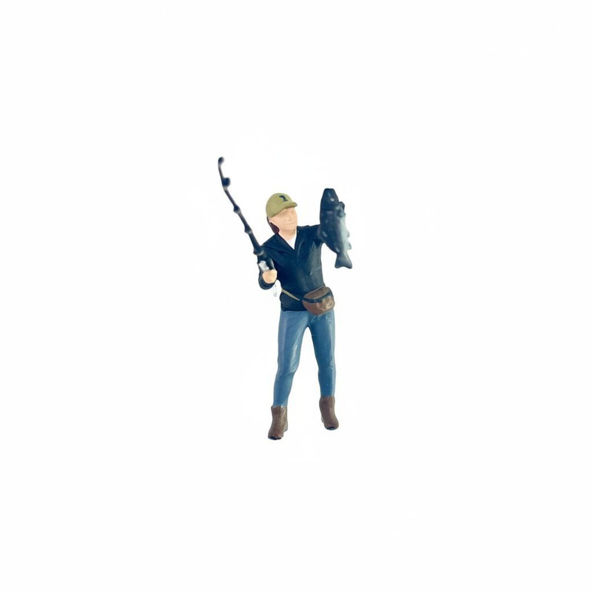 1:64 Scale Fishing Figure Collectible 1:64 Scale Fishing Figure Miniature Fisher Model Realistic Intricacy Tiny Fisherman