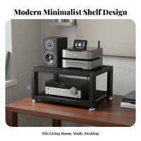 Space-Saving Desktop Amplifier Stand Ventilated-Air Design Audio Equipment Rack Sturdy Construction Audio Component Shelf Multifunctional for High-Fidelity Enthusiasts, Audiophiles, Living Room