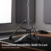Height Adjustable Hi-Hat Stand Double Braced Legs Drum Cymbal Stand Non-Slip Rubber Feet for Students, Live Performance, Rehearsal, Practice