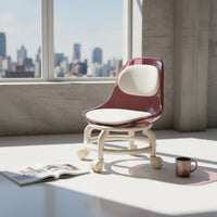 Transparent Rolling Stool with Backrest Stable Load-Bearing Acrylic Low Stool on Wheels Wheeled Low Floor Chair for Living Room