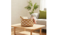 Handwoven Woven Basket with Handles Oval Straw Storage Basket Portable Laundry Hamper Lightweight for Bedroom