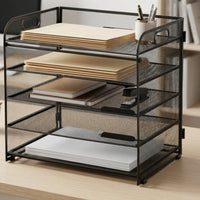 Desk Organizer with Pull-out Trays Space-Saving Paper Sorter Sturdy