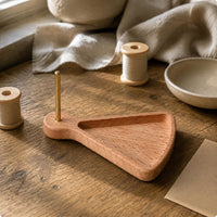 Wooden Bead Tray Vintage Design Wood Spool Stand Tray Handmade DIY Tool