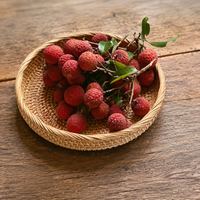 Rattan Tray Obon Tray 3-Piece Set Hand-woven Round Tray Stylish For Guests Tea Cafe Restaurant Use