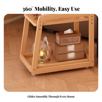 Easy Mobility Sofa Side Cart Vintage Design Wheeled End Table Space Saving Movable End Table Versatile for Office Workers, Homeowners, Living Room, Bedroom, Small Areas, Bathroom