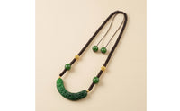 Necklace with Carved Centerpiece Long Statement Necklace Handcrafted-Look Jewelry for Special Occasions