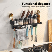 Cabinet Organizer and Metal Spice Rack for Kitchen Shelves, Wall Mounted Seasoning Made of Space Aluminium for Home Cooks