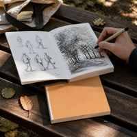 Yuanhao Retro Lay-Flat Sketchbook A5/16K for Art, Sketching, Pen & Ink, Blank Pages