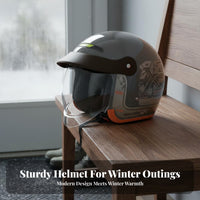 Electric Bike Helmet Multi-Season Half Helmet with Visor Removable Neck Warmer Guard Ed Headwear for Men, Cyclist S, Riding, Commuting, Outdoor