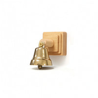 Vintage-Style Door Bell with Wooden Mount Adhesive-Backed Shopkeepers Bell Adhesive Door Chime Brass-Colored for Homeowners, Entryway, Storefront