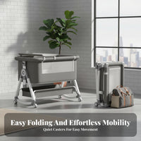 Rocking Mode Bedside Sleeper Bassinet Portable and Foldable Adjustable Co-Sleeper Crib Multi-Functional Baby Cradle Mobile with Wheels for Newborns, Infants, Parents, Night Feeding, Nursery, Bedroom, Living Room