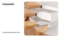 4 Pieces Cheese Set Stainless with Wooden Handle Cheese Cutlery Easy to Clean Meat and Cheese Board Utensil Set for Adults, Parties