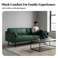 Genuine Leather Upholstery 3-Seater Couch urban design 3-Seater Settee Retro Design Sofa Spacious Seating for Apartment Dwellers, Homeowners, Families, Lounge Area, Office Space