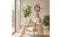 Rose Wreath with Hydrangeas Indoor Flower Wreath with Hanging Loop Faux Fake for Homeowners, Entrance Door, Entryway