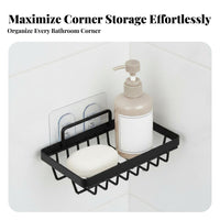 Drillno-Drill Installation Corner Basket No Drilling Corner Holder Waterproof Shower Shelf Space-Saving for Homeowners, Students, Families, Restroom, Dorm Room, Kitchen