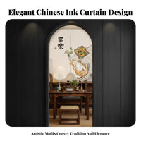 Chinese & design Split Panel Tapestry Ink Wash Painting Design Door Curtain Serene Atmosphere Room Divider Decorative for Asian Culture lovers, Restaurant Owners, Doorway, Closet, Kitchen, Party