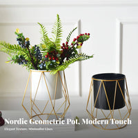 Nordic Design Flower Pot Indoor Outdoor Use Metal Flower Pot with Stand Geometric Metal Planter Handmade Planter with Stand