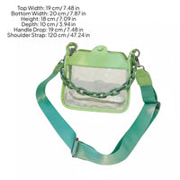 Waterproof Clear Chain Crossbody Bag Double Strap Design Transparent PVC Purse Snap Closure Mini Jelly Phone Bag for Women, Girls, Beach, Concerts, Festivals