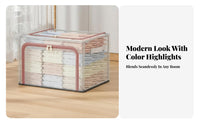 Framed Textile Storage Box Stackable Closet Organizer Reinforced Handles