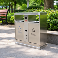 Dark Grey Stainless Steel Waste Sorting Station, Double Bin Recycling Bin for Public Spaces, 36cm Wide with Shelter
