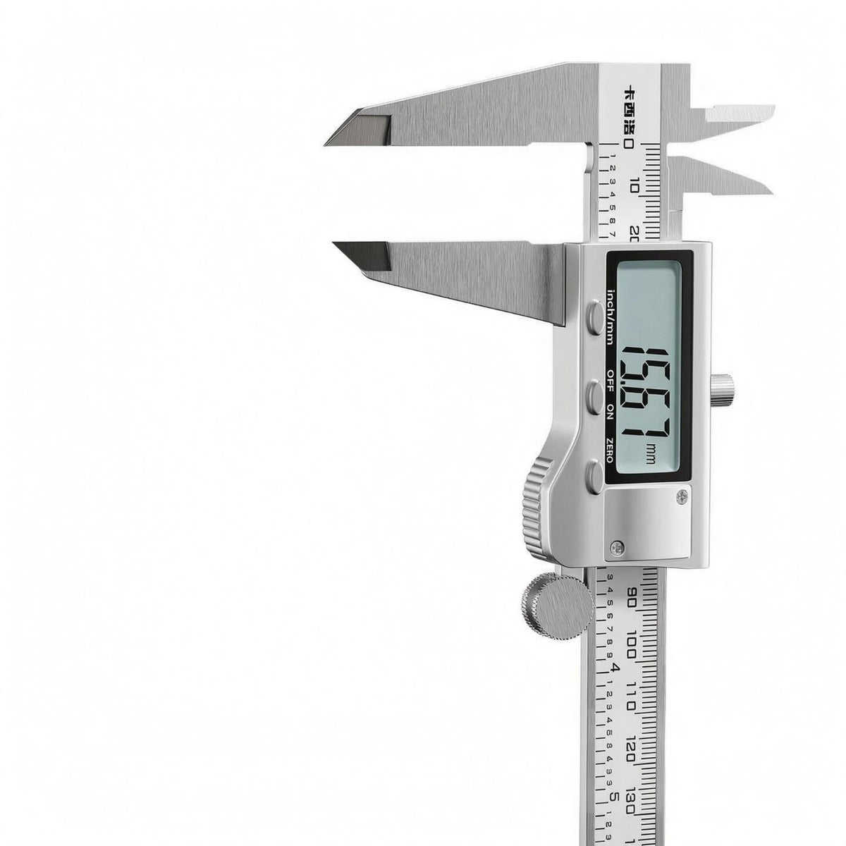 Metal Housing Stainless Steel Digital Caliper Metric and Inch Precision Measuring Caliper Single-Button-Button Single-Unit Conversion 0.01 Mm Resolution
