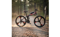 26 Inch Foldable Mountain Bike Disc Brakes Double Shock Absorption Folding Bike High Carbon Steel Frame 21-Quick Terrain Bike for Commuters