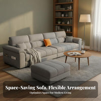 Straight Line Sectional Sofa Sturdy Frame Modern Textile Couch Firm-Density Foam Upholstered Multi-Seater Sofa for Homeowners, Hosts, Lounge Area