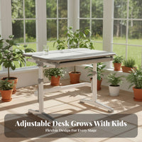 Easy Hand-Crank Adjustment Adjustable Study Desk and Chair Set Tiltable desk surface Adjustable Desk and Chair Set Ergonomic Design children's Furniture Safe long-lasting for Students, Kids, Parents, school assignments, Homeschooling, Bedroom, perusing