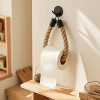 Toilet Tissue Holder Wall-Mounted Toilet Tissue Holder with Rope Bathroom Accessory Matte Black Hardware Easy to Install