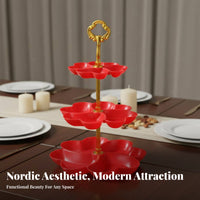 3 Tier Serving Stand Layered Compartments Tiered Dessert Tray Reusable Multi-Level Food Platter for Weddings, Holiday Gatherings, Afternoon Tea