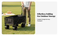 Foldable Camping Wagon Space-Saving Foldable Outdoor Utility Cart Large Capacity Foldable Wagon Cart for Campers, Beach Goers, Picnic, Gardening
