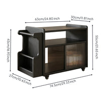 Solid Wood Mobile Side Table with Shelves Compact Rolling Side Table Space-Saving Rolling Utility Cart Multipurpose for Homeowners