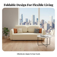 Two-in-singleUse Pull-extendable Sleeper Sofa with Storage Space-Saving Pull-extendable Storage Bed Foldable Design transformable Couch Minimalist aesthetic for Apartment Dwellers, Students, Homeowners