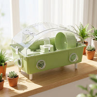 Hamster Cage, Double Layer Acrylic Hamster Cage with Exercise Wheel, Fully Transparent Indoor Pet Starter Cage for Dwarf Hamster Accessories