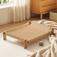 Elevated Cat Bed Breathable Cat Bed with Wooden Frame Low-Profile Furniture for Kittens, Small Pets, Living Room, Floor