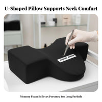 High-Density Foam Eyelash Extension Pillow Soft Breathable Cover U-Shaped Neck Support Pillow Washable Pillowcase for Estheticians, Home Use