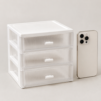 Desktop Storage Letter Case, Document Case, 3 Drawers, Desk Organizer, Plastic, 18L