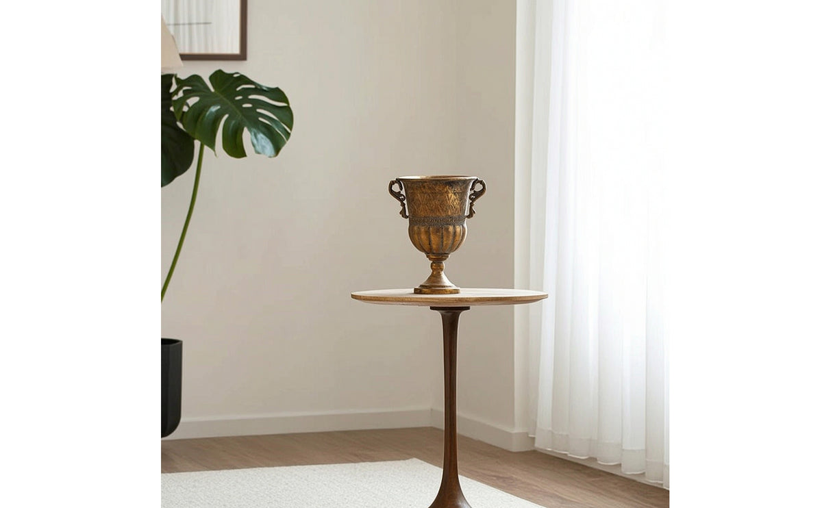 Urn Vase with Handles Antique Gold Metal Urn Vase Vintage for Wedding Planners, Home Stylists, Weddings, Table Tops, Entryways