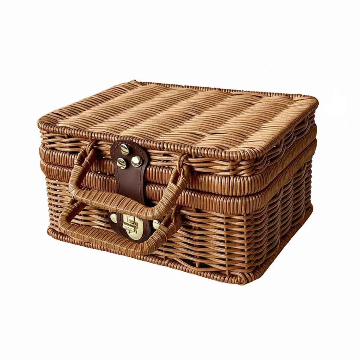 Handmade Woven Gift Basket Vintage Design Handwoven Wicker Basket Portable Handle Home Storage Multi-Purpose for Brides