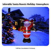 Self-Inflating Blower Standing Santa Inflatable Black Base Inflatable Santa Saint Nick Bearded Holiday Decor Festive for Outdoor, Lawn