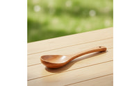 Natural Wood Wooden Soup Spoon with Hanging Hole Deep Bowl Long-Handled Spoon Smooth Polished Kitchen Utensil for Ramen, Hot Pot