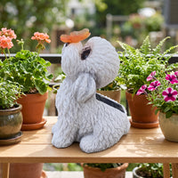 Weatherproof Dog Statue with Butterfly Light Outdoor Dog Figurine with Butterfly Light Energy-Efficient Solar Garden Statue Eco-Friendly for Gardeners, Patio, Balcony, Flower Bed