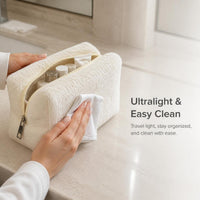 Plush Cosmetic Bag Portable Travel Toiletry Organizer Large Capacity Makeup Pouch