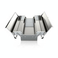 Lockable 3-Tier Folding Tool Chest Heavy-Duty Stainless Steel Tool Box Rust-Proof Portable Hardware Organizer Multi-Layer Storage for Mechanics, Electricians, Garage, Workshop, Job Site