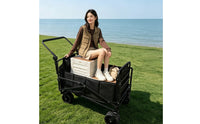 All Terrain Cart with Adjustable Backrest Heavy Duty Reclining Cart Easy to Store Folding Wagon Compact for Campers, Outdoor Enthusiasts, Camping, Picnics, Beach