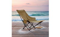 Foldable Design Adjustable Folding Moon Chair Lightweight Adjustable Folding Chair Extended Leg Rest Reclining Camp Lounger for Anglers