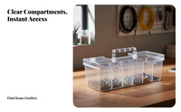 Transparent Screw Organizer Secure Latch Multi-Grid Storage Box Portable Compartment for DIY Enthusiasts, Technicians, Workshop, Garage