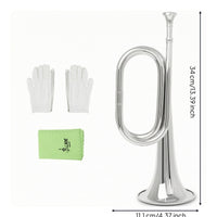 Ceremonial Brass Bugle with Gloves Compact Instrument Long-Lasting for School Bands